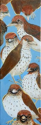 Infinite Selfies, Wood Thrush 24x8in