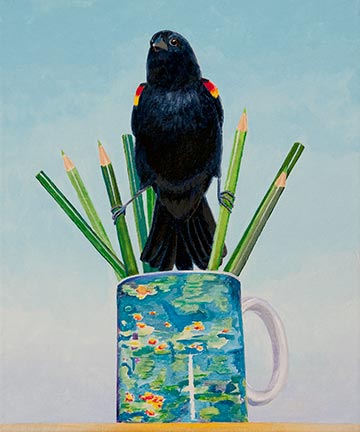 Monets Red-winged Blackbird 12x10 in